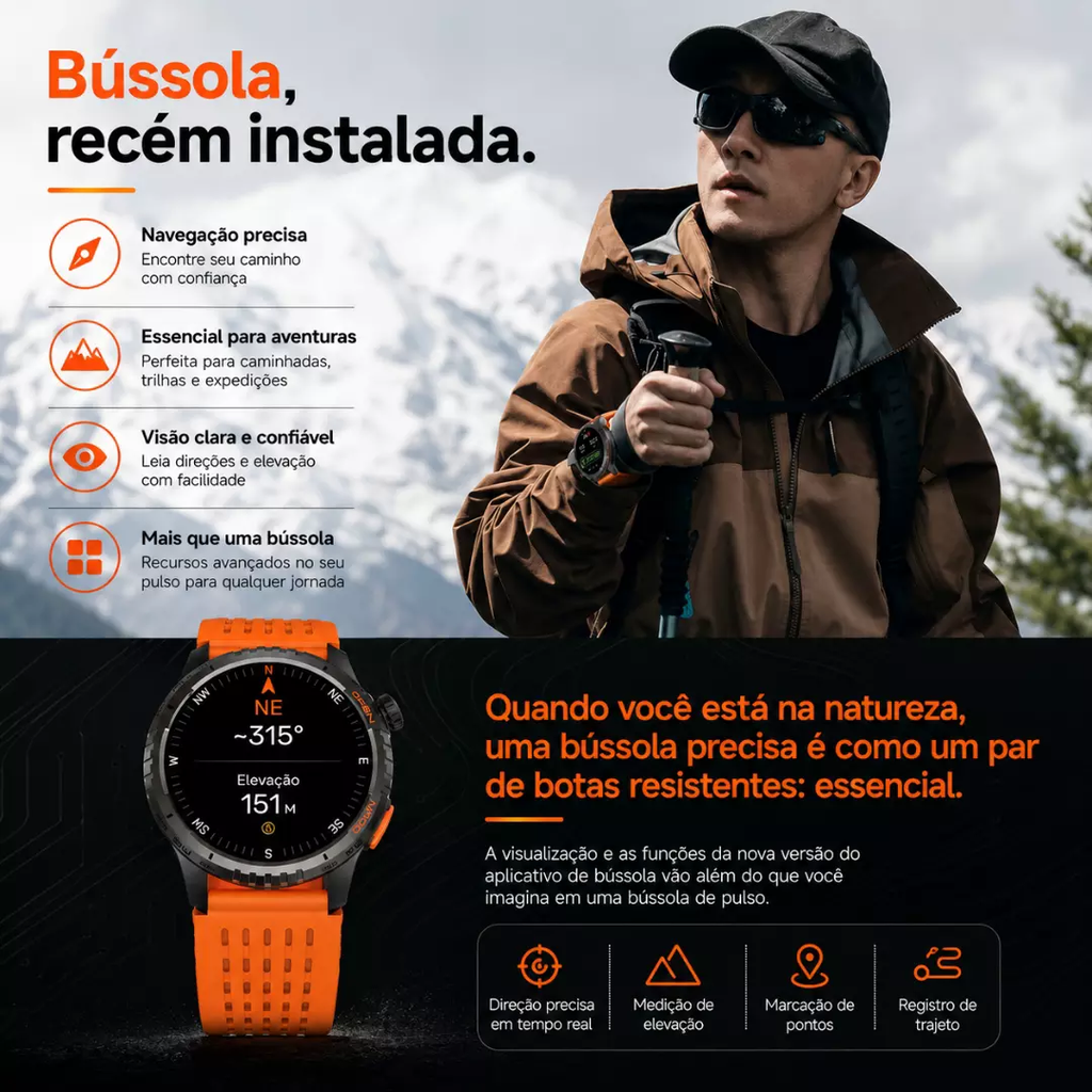 Smartwatch Peje G11 Amoled GPS A Prova D'água 3ATM