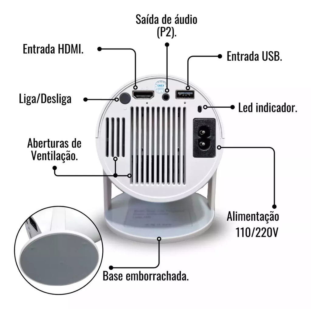 Projetor HY300 Portátil Ultra HD 110v/220v